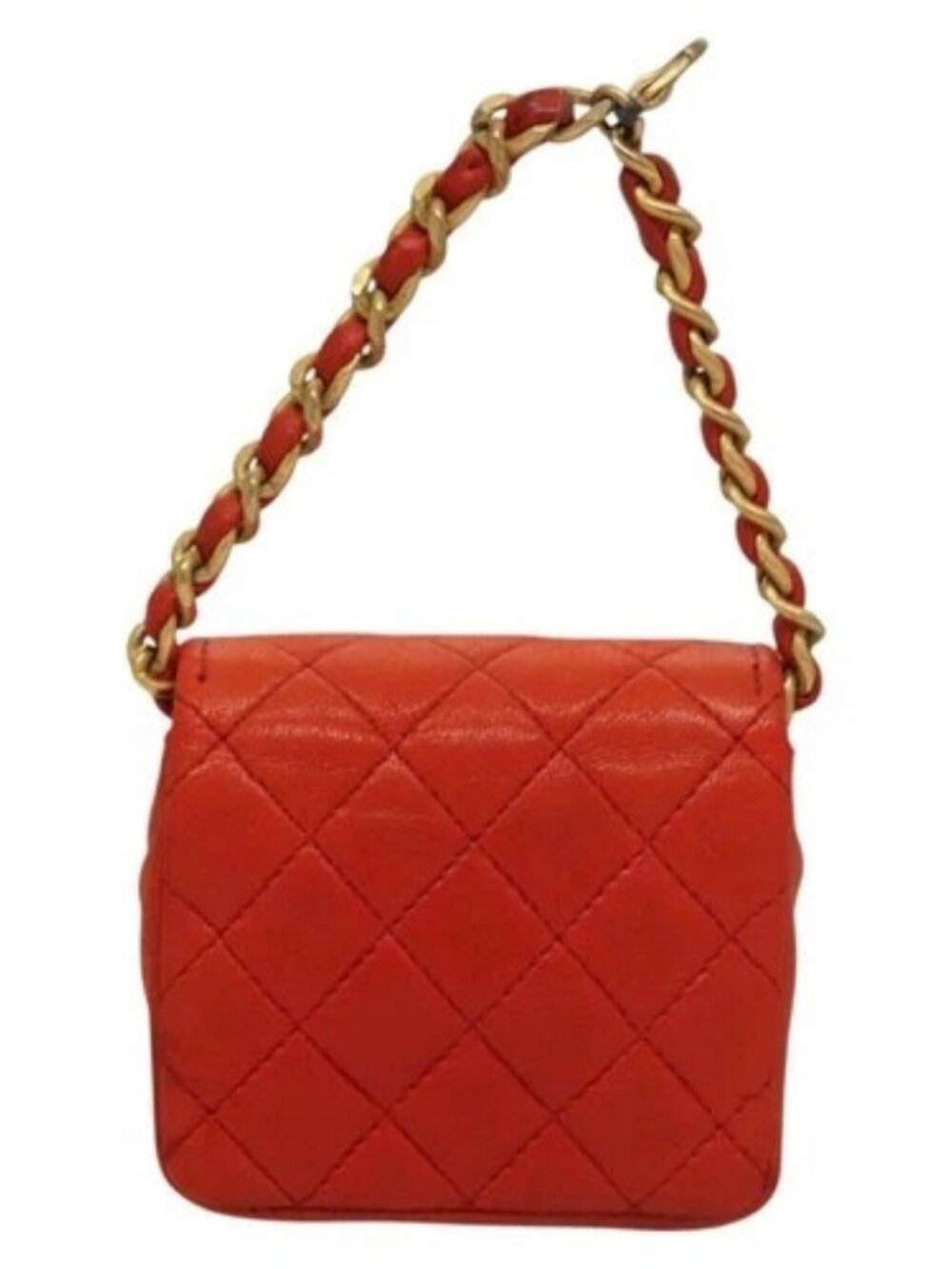 CHANEL Mini Mini Matelasse Charm Lamb Skin Orange CC Auth BD1634 - Picture 3 of 15